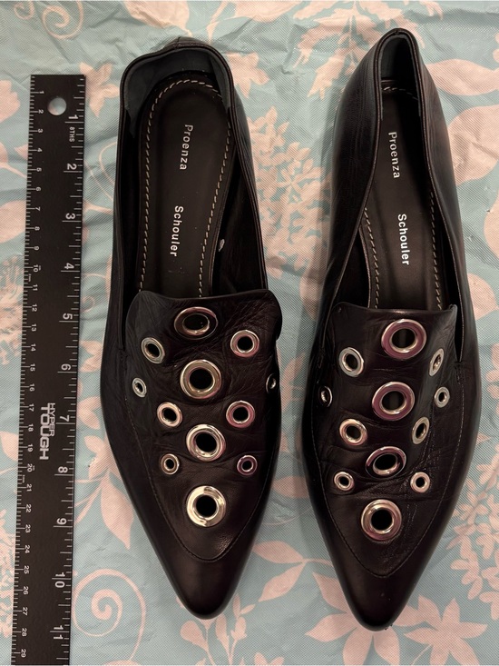 Proenza Schouler Shoes - Proenza Schouler black grommet Loafers Size 38.5